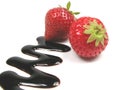 Chocolate sauce and strawberries Royalty Free Stock Photo