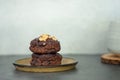 Chocolate scone dessert on top with nut