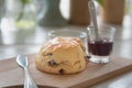 Chocolate scones or fruit scone Royalty Free Stock Photo