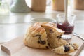 Chocolate scones or fruit scone Royalty Free Stock Photo