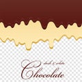 Chocolate seamless pattern. Drip dark milk chocolate isolated white transparent background. Sweet melting food. Dripping Royalty Free Stock Photo