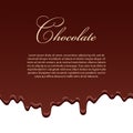 Chocolate seamless pattern template, lorem ipsum text. Drip dark chocolate isolated white background. Sweet melting food Royalty Free Stock Photo