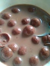 Chocolate sereal with milk for breakfast