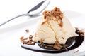 Vanilla Ice Cream Scoop with Chocolate Shavings
