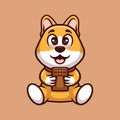 Chocolate Shiba Cartoon Illustration