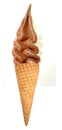 Chocolate soft ice cream in cone on white Royalty Free Stock Photo