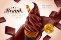 Chocolate soft serve ice cream ads Royalty Free Stock Photo