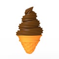 Chocolate soft serve ice cream on a white background Royalty Free Stock Photo