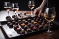 chocolate sommelier, tasting and pairing wines with different chocolate creations