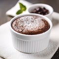 Chocolate Souffle Cake on white background, Generative AI