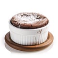 Chocolate Souffle Cake on white background, Generative AI