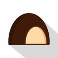 Chocolate souffle icon, flat style