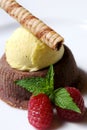 Chocolate Souffle with vanilla ice cream Royalty Free Stock Photo