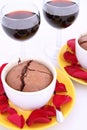 Chocolate souffles and wine