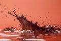 Chocolate Splash Against Orange Background Royalty Free Stock Photo