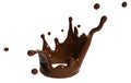 Chocolate splash closeup isolated on background. 3d illustration. 3d rendering