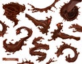 Chocolate splash. 3d vector set Royalty Free Stock Photo