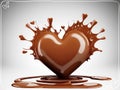 Chocolate splash with heart on a background Royalty Free Stock Photo