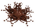 Chocolate Splash: Liquid shape with drops Royalty Free Stock Photo