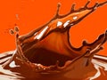 A chocolate splash on an orange background Royalty Free Stock Photo