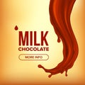 Chocolate Splash Vector. Tasty Flow. Cocoa Product. Splashing Creamy Wave. Hot Sauce, Coffee. Brown Background. 3D Royalty Free Stock Photo