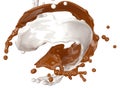 Chocolate splash white and brown with clipping path