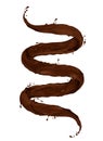 Chocolate splashes twisted in the shape of a spiral