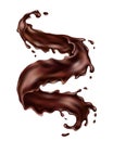 Chocolate splashes twisted in the shape of a spiral