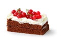 Chocolate sponge cake with red currant Royalty Free Stock Photo