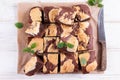 Chocolate spongy brownie cakes with cookies - Brookies. Trend dessert