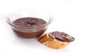 Chocolate spread on baguette Royalty Free Stock Photo
