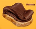 Chocolate spread on bread. 3d vector realistic icon