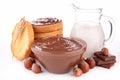 Chocolate spread,bread and milk Royalty Free Stock Photo