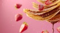 Chocolate Spread Crepes with Strawberries and Powdered Sugar Royalty Free Stock Photo