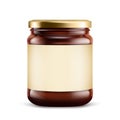 Chocolate spread in jar on white background Royalty Free Stock Photo