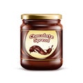 Chocolate spread in jar on white background Royalty Free Stock Photo