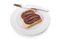 Chocolate spread over a slice of bread Royalty Free Stock Photo