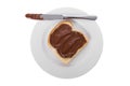 Chocolate spread over a slice of bread Royalty Free Stock Photo