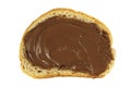 Chocolate spread on a slice of bread Royalty Free Stock Photo