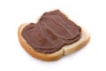 Chocolate spread on a slice of bread