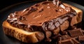 chocolate spread on a slice of bread on plate Royalty Free Stock Photo