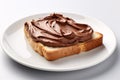 Chocolate spread toast sandwich on white plate Royalty Free Stock Photo
