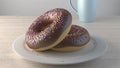 Chocolate Sprinkle Donuts with Blue Coffee Mug 3D Rendering