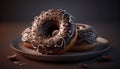 Chocolate Sprinkled Donuts on a White Plate AI Generative