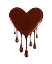 Chocolate stain in the form of heart with falling drops