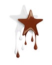 Chocolate star and star of milk with falling drops. Royalty Free Stock Photo