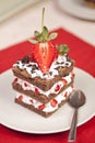 Chocolate strawberry cake with whipped cream Royalty Free Stock Photo