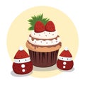 Chocolate Strawberry Cupcakes with Little Santa