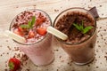 Chocolate and strawberry milkshake Royalty Free Stock Photo