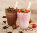 Chocolate and strawberry milkshake Royalty Free Stock Photo